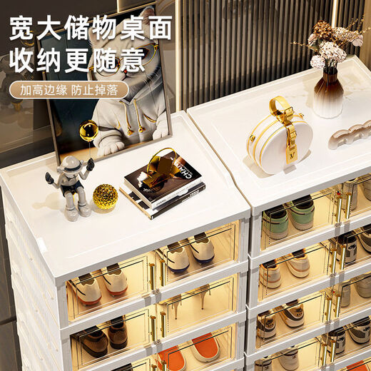 Fantasy shoe box door indoor folding shoe cabinet storage box transparent shoe rack ant shoe storage 2 columns 9 layers 18 compartments (can hold 36 pairs) material thickened / independent door panel