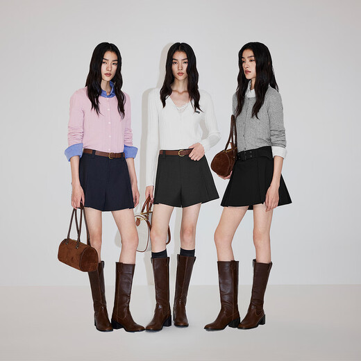 OCHIRLY new product wool pit striped knitted jacket women's cardigan top slim fit and versatile 2026 spring light blue S