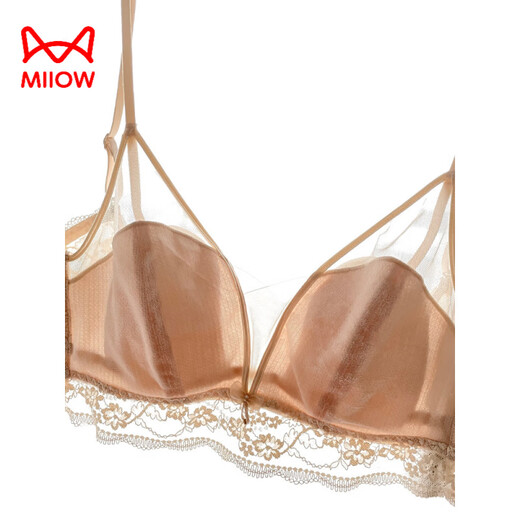 Cat Man (MiiOW) Rabbit Ear Cup Zodiac Year Red Underwear Women's No Wires Large Breasts Show Small Small Secondary Breasts Anti-Sagging Bra Cloud Satin Red M 75-90Jin Jin is equal to 0.5 kg