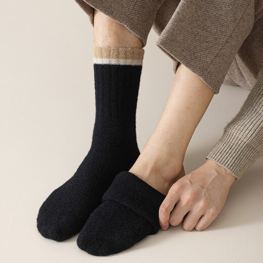 Australian velvet warm men's socks mid-calf socks autumn and winter thickened plush plush sleeping floor winter stockings white black one size fits all size 3744 warm care