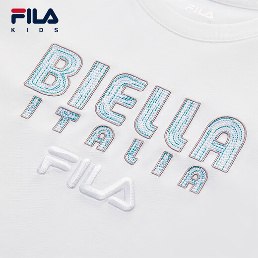 FILA liquid ammonia finishing children's tops 2025 new autumn short-sleeved T-shirt for boys and girls standard white-WT 175