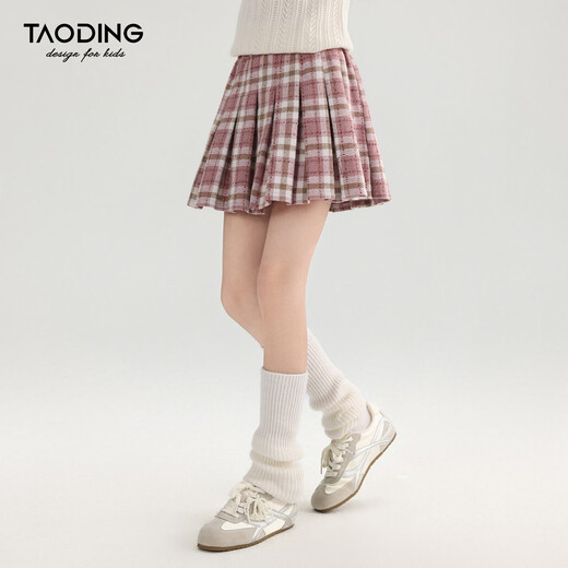 Taoding Girls' Plaid Skirt Autumn and Winter Thickened and Warm Middle and Large Children's Pleated Skirt College Style Children's Short Skirt