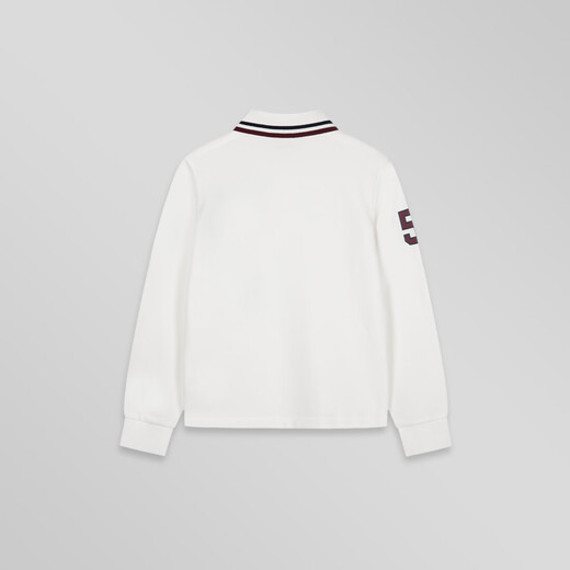 Hush Puppies children's clothing children's boys 2025 autumn new t-shirt simple classic casual versatile digital long-sleeved polo shirt original white 170 cm