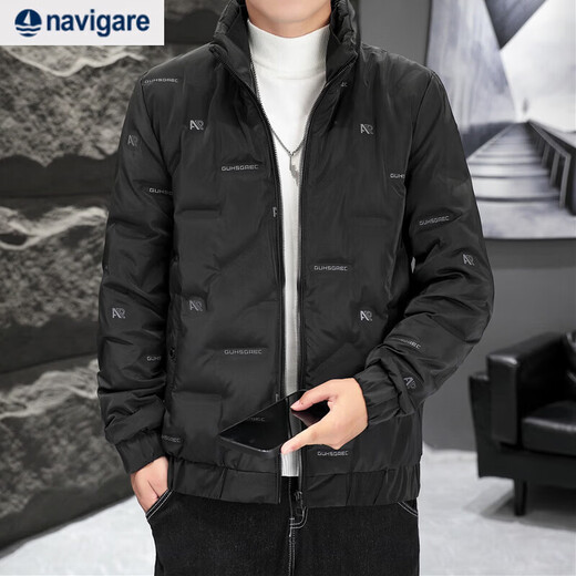 Navigare Italian Sailboat Light Down Jacket Men's Short Stand Collar Winter Clothing 2023 New Casual Warm Winter Black L