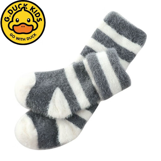 G.duck baby stockings in autumn and winter plus velvet and thickened over-the-knee leggings to keep newborn babies warm in winter without leggings, gray strips + coffee strips, 2 pairs, 0-1 years old, S size