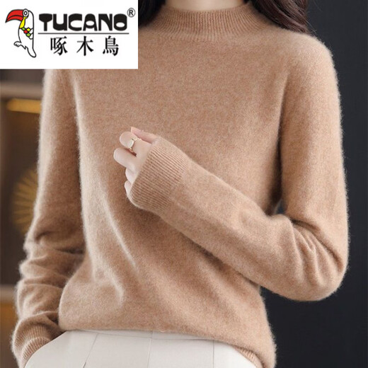 Woodpecker (TUCANO) wool fleece first-line ready-to-wear Merino 100 wool sweater women's half turtleneck long-sleeved fleece sweater autumn and winter knitted official flagship Klein Blue S