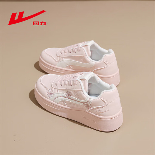 Pull back women's shoes thick-soled casual sneakers for women 2026 spring popular soft-soled versatile student white shoes for women pink rice 36