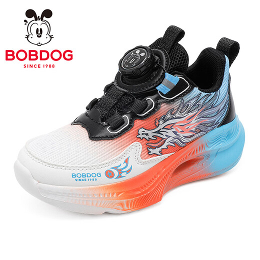 BOBDOG children's shoes, boys' spring trendy and cool running shoes, comfortable casual shoes, children's sports shoes 102561015 black/fireworks orange 33