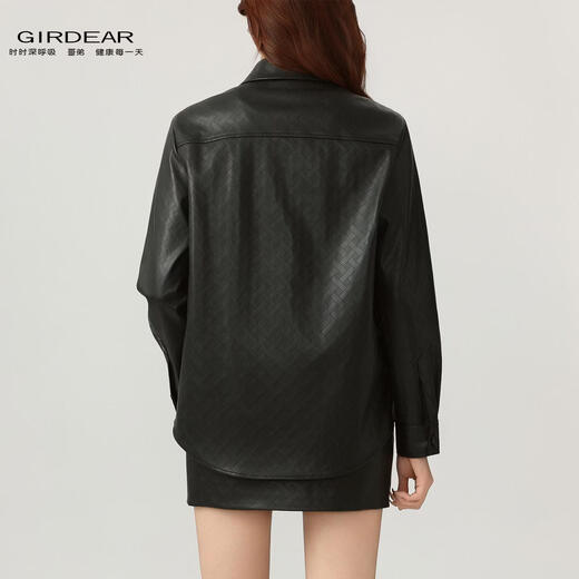 GIRDEAR/Brother's early spring relaxed look, elegant and fashionable slimming leather shirt jacket 130158 black (new product) 3 (120Jin Jin is equal to 0.5kg), shipped within 48 hours, one size fits all