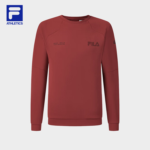 FILA Official Men's Pullover Sweatshirt 2026 Spring New Fitness Sports Comfortable Knitted Long-Sleeved Top Dark Blush-WI L 175/96A/L