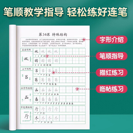 Han Zhuangyuan's regular script calligraphy practice calligraphy book for adults, quick calligraphy for boys and girls, meditation calligraphy for junior high school students, civil servants, continuous writing, pen control training, regular script, standard edition, 5 books, regular script