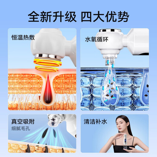 CKULH German blackhead instrument, blackhead suction device, home facial beauty instrument, small bubble beauty instrument, cleans blackheads, removes acne, shrinks pores, gentle suction device, super suction, blue light cleaning model