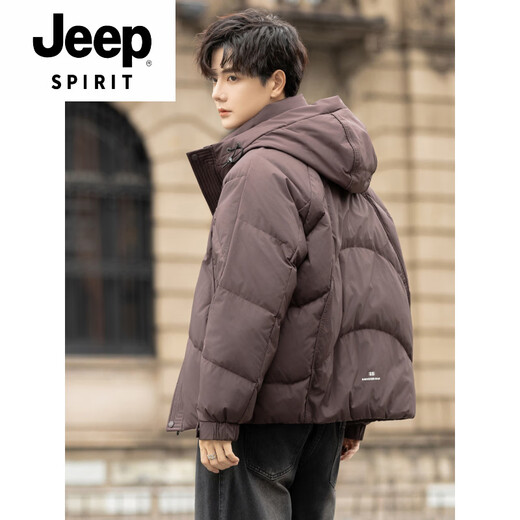 JEEP SPIRIT Extremely Cold High Filling Hooded Down Jacket Men's Winter 2025 New Style Loose Short Warm Jacket Black M 95-115Jin Jin is equal to 0.5 kg