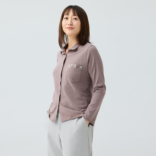 Siqin Siqin 2026 Spring New Bean Paste Purple Cotton Lapel Slim Long Sleeve Top Embroidered Shirt Women BFCS025151 Bean Paste Purple L