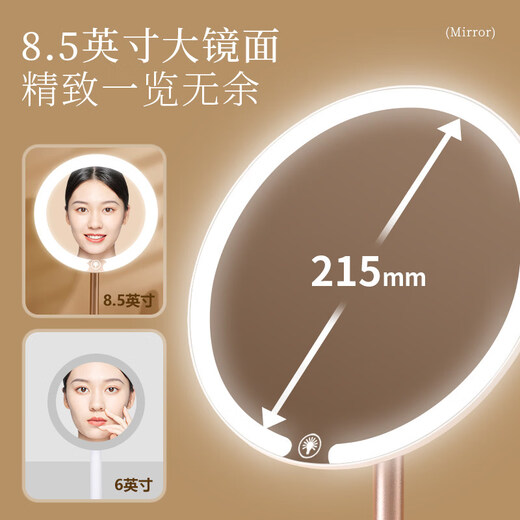 Danyang Qingtian (DYQT) double-axis makeup mirror with light tabletop student dormitory led makeup mirror folding portable charging light mirror standard jade porcelain white alloy bracket -2400AH