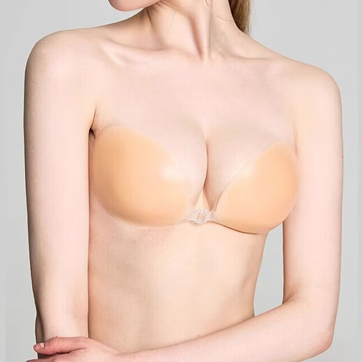 铂呐苓胸贴 乳贴聚拢上托隐形硅胶文胸前扣无痕防凸点晚礼服婚纱用 文胸【硅胶粉肤款】 A码