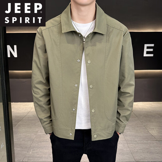 JEEP SPIRIT夹克男士2026年春秋季新款帅气百搭上衣轻熟风商务休闲翻领外套男 黑色 XL