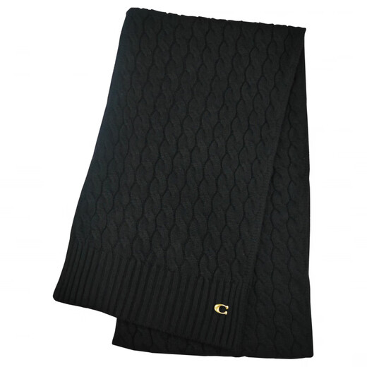 COACH Logo - Velvet Scarf Unisex Couple Style Black Default F