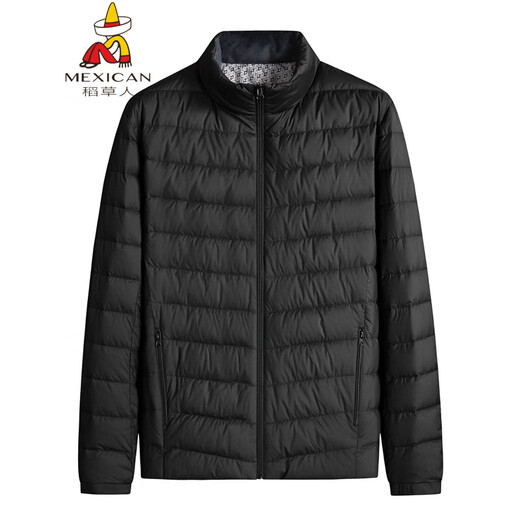 稻草人胖子哥2025冬季新款男士羽绒服加肥加大码时尚休闲立领轻薄羽绒服 黑色 L