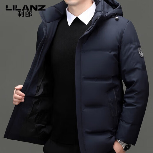 利郎（LILANZ）品牌男士羽绒服2025冬季新款立领白鸭绒保暖加厚时尚外套 卡其色 可脱卸帽 XL 适合体重130-150斤