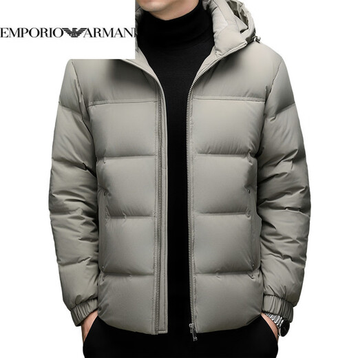 EMPORIO ARMANI Armani съемный пуховик с капюшоном, мужской повседневный теплый топ, зимний новый национальный стандарт 90, модный белый утиный пух, цвет хаки 2XL 185