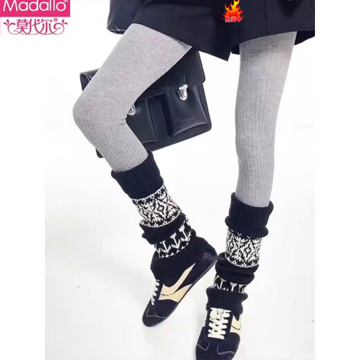 Modal Fair Isle socks autumn and winter thickened pile socks with pantyhose thickened warm slimming wool calf sleeves stockings dark gray 1 pair one size fits all Fair Isle style/soft wool feel