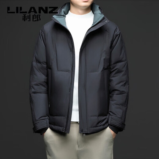 利郎（LILANZ）羽绒服男士冬季新款加厚立领外套高端保暖面包服时尚冬装 黑色 M