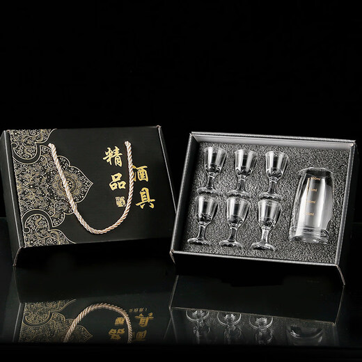Tuojin German imported high-quality glass liquor cup, small wine cup, wine divider, gift box, wine set, gift set, No. 14 boutique wine set, 6 cups + 1 pot