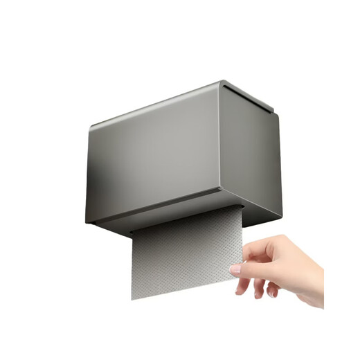 Ermo bathroom toilet paper box toilet tissue box punch-free toilet paper roll paper placement waterproof storage rack wall-mounted round thickened version - black