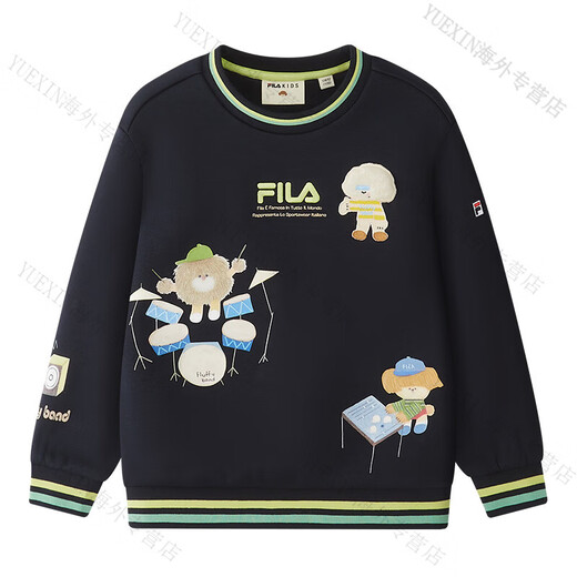 FILA KIDS Children's Clothing Boys' Sweaters 2026 Spring New Children's Velvet Loose Casual Tops Legend Blue-NV 130 cm