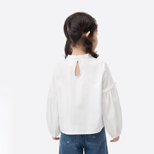 Xiaoyinman children's clothing girls pure cotton fungus shirt 26 spring fashionable sweet casual top for children and middle-aged girls off-white 105
