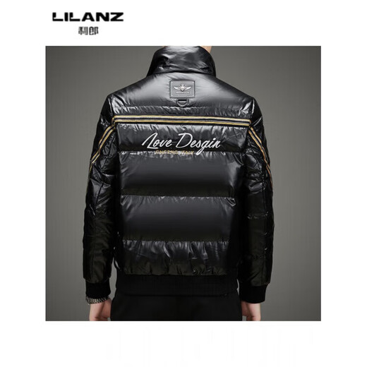利郎（LILANZ）休闲百搭亮面刺绣立领羽绒服男冬季新款时尚帅气加厚保暖外套 XL