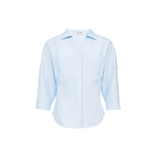 VEROMODA shirt women's 2026 spring new style waist V-neck adjustable sleeve length commuting top New Year's Eve Tryptamine Blue S
