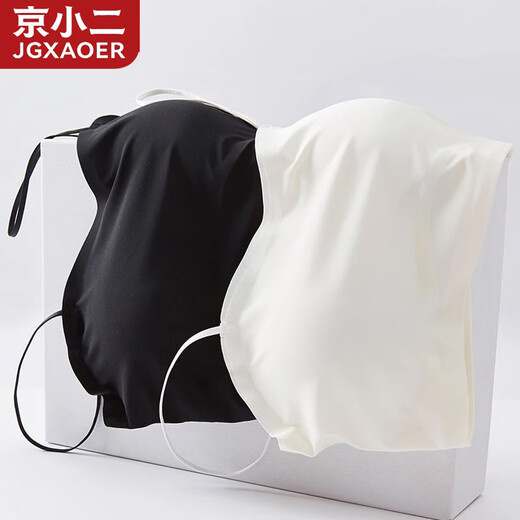 Jingxiaoer Beautiful Back Underwear Women's Summer Thin Style Anti-exposure Tube Top Ice Silk Bottoming Camisole One-piece Chest Covering Classic Black Single Piece