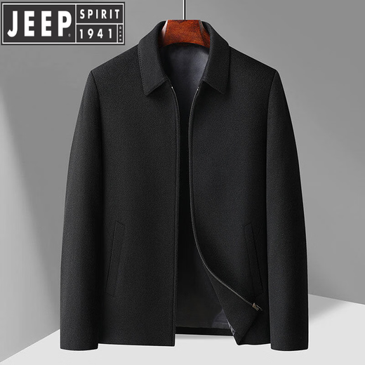JEEP SPIRIT hiver nouvelle veste épaissie en velours revers pour hommes d'âge moyen et âgés affaires administratives vétérans veste en laine de papa noir L