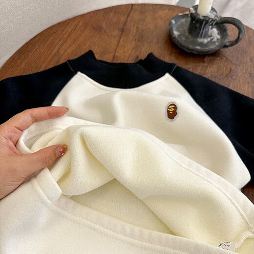 Now Pauline children's clothing velvet bottom shirt men's winter new children's inner top thickened baby contrasting color T-shirt women's one gray 90 cm