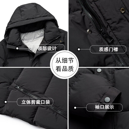 KBXNG劲霸新款羽绒服男短款加厚御寒高充绒中年加厚防寒服冬季时尚外套 藏蓝 S 165