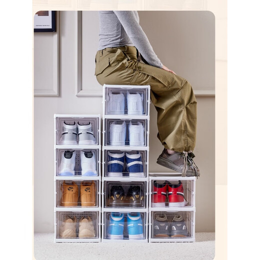 Shijanu installation-free thickened shoe rack foldable all-in-one shoe box transparent shoe cabinet storage box plastic dust-proof simple shoe cabinet nine layers installation-free transparent