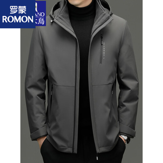 ROMON Men's Down Jacket Winter New Removable Liner Jacket Brand Three-in-One Dad Winter Clothes 656-Black M 170