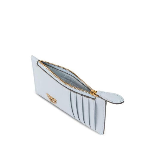PINKO women's card holder design, anti-slip zipper, lightweight, portable, daily storage, light blue gold hardware, light blue TU