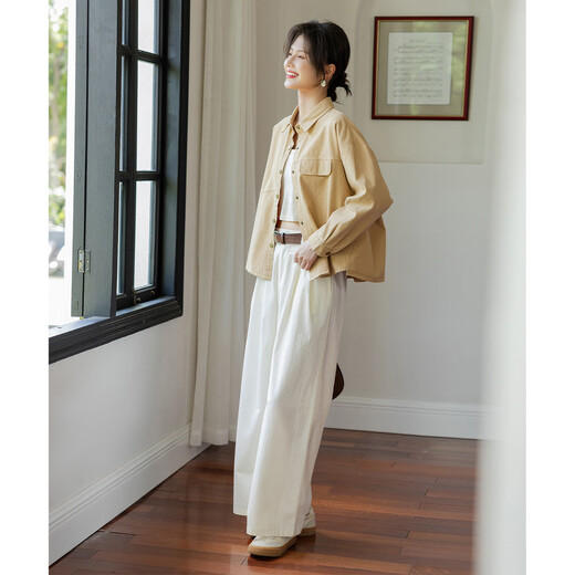 Ives (ITISF4) popular shirt jacket spring style brushed loose casual all-match short outer top turquoise one size