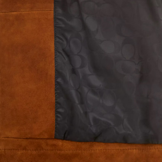 COACH FW25 Suede Slim Fit Point Collar Leather Jacket Men's Brown S