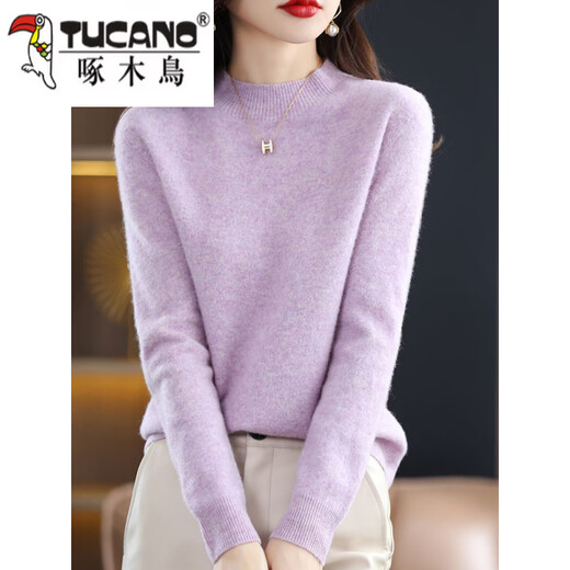 Woodpecker (TUCANO) wool fleece first-line ready-to-wear Merino 100 wool sweater women's half turtleneck long-sleeved fleece sweater autumn and winter knitted official flagship Klein Blue S