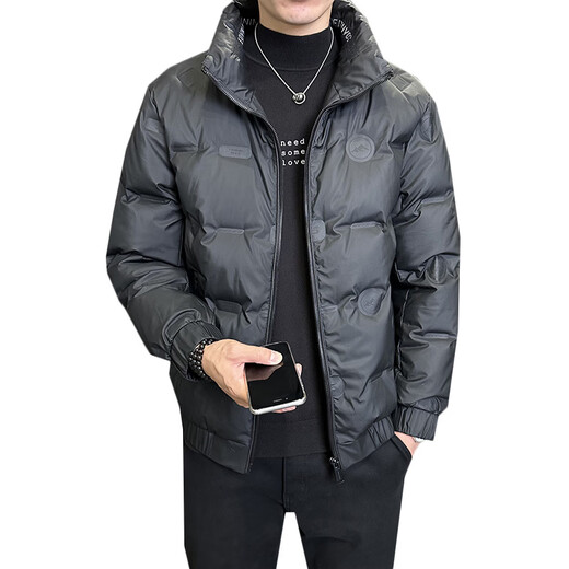 Snow Flying (SNOWFLYING) High-end Men's White Duck Down Down Jacket Stand Collar Casual Versatile Trendy Fashion Jacket Warm Winter Fashion Jacket Black