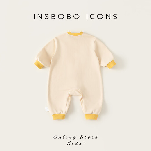 INSBOBO baby clothes 2026 spring new style jumpsuit for baby girl, spring and autumn crawl suit for baby boy, spring suit, yellow 66cm