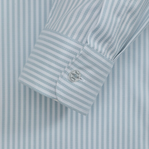 YOUNGOR shirt men's spring and summer young men's long-sleeved shirt cotton blended striped shirt comfortable and crisp 2026 shopping mall same style Lake blue striped YLXD110938GBY 38 (170/84Y)