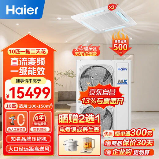 海尔（Haier）中央空调10匹一拖二天花机吸顶机一级能效【店铺门面】RFC250MXBYF1裸机免人工费 京东自营