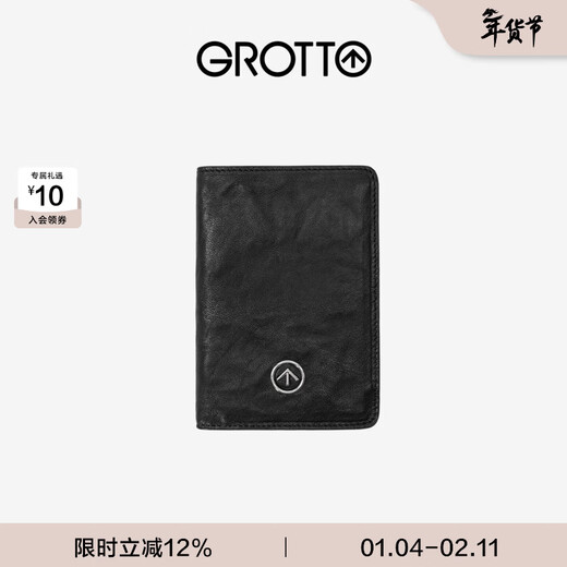 GROTTO new brand arrow logo passport holder multi-functional card holder ID leather protective cover New Year gift classic black