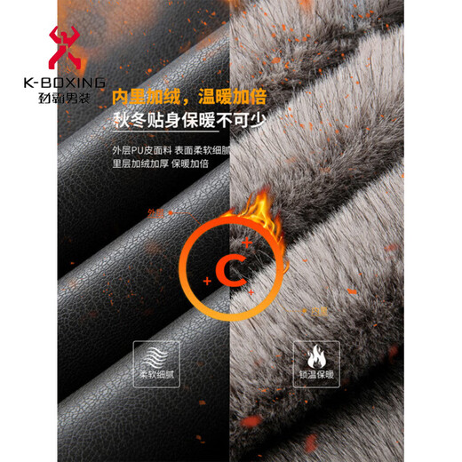 KBXNG Jinba middle-aged leather jacket men's winter new velvet thickened business casual fur collar leather jacket men's black removable fur collar M 95-115Jin Jin is equal to 0.5 kg