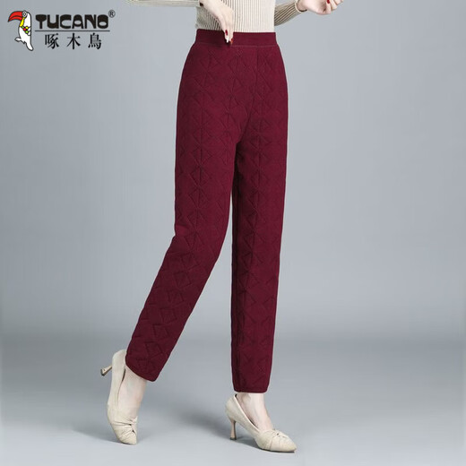 Woodpecker middle-aged and elderly thickened high-waisted German velvet silk cotton pants for women's mothers in autumn and winter large D size warm and cold-proof camel fleece bottoming camel XL